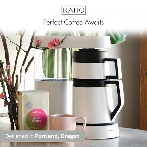 Ratio Six Coffee Maker Serie 2, automatische Übergieß-Kaffeemaschine, Kaffeekanne mit 1,25 l Brühkapazität, weiß, für 2–8 Tassen, 17,1 cm D x 34,3 cm B x 36,2 cm H – Bild 6