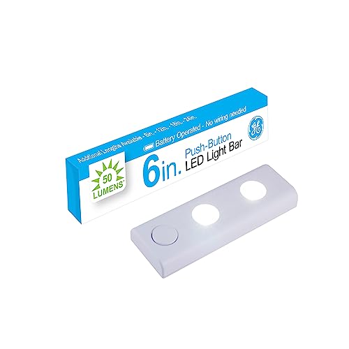 GE 6 6 inch LED Light Bar Wireless, White, Battery-Operated, Ideal for Closet, Pantry, Garage, Shelves, Bookcases, 38556, 6
