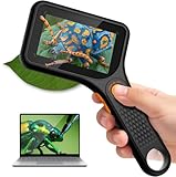 Mikroskop für Erwachsene Kinder, Ahalfcit 3,0" Bildschirm Digital-Mikroskop, 500x Vergrößerung, Handheld-Lupe mit 8 LED-Leuchten, USB-Anschluss für PC kompatibel mit Windows/MacOS - Schwarz