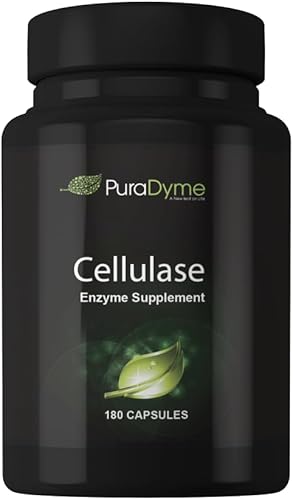 PuraDyme - Suplemento enzimático de celulasa, apoya la salud digestiva, 180 cápsulas