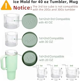 Tcamp Ice Mold for Stanley Cup 30-40 oz Tumbler Cup Ice Mold, Silicone Ice Cube Tray With Lid and Bin for Chilling Cocktails, Whiskey, Drinks, Coffee, Easy Fill and Release Ice Maker (Green)