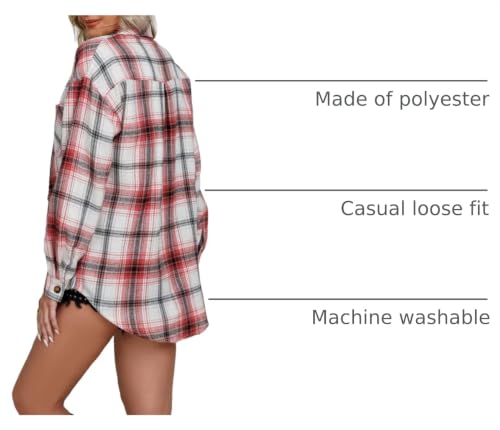 Image of Lacozy Womens Buffalo Plaid Flannel Shirt Long Sleeve Collar Button Down Blouses Tops