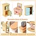 Peccvon 35PCS Wooden Dollhouse Furniture Set with Dolls for 5 Rooms Kits, Doll House Accessories Furniture Toys for Toddlers, Pretend Play Toys Christmas Birthday Gift for Girls and Boys, 3+