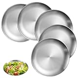 Photo Gallery wandgu stoviglie rotonde in acciaio inox, 5 pezzi, 23 cm, piattino in acciaio inox, per la cena, stabili per campeggio, picnic, escursioni, cucina, feste Photo Gallery wandgu stoviglie rotonde in acciaio inox, 5 pezzi, 23 cm, piattino in acciaio inox, per la cena, stabili per campeggio, picnic, escursioni, cucina, feste