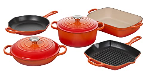 Image of Le Creuset Enameled Cast Iron Signature Cookware Set, 7 pc, Flame