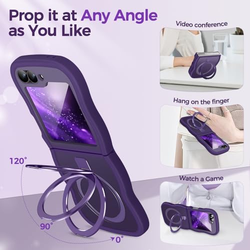 Image of Cute Wavy Magnetic Stand Case for Galaxy Z Flip 6 /5 Fit for MagSafe
