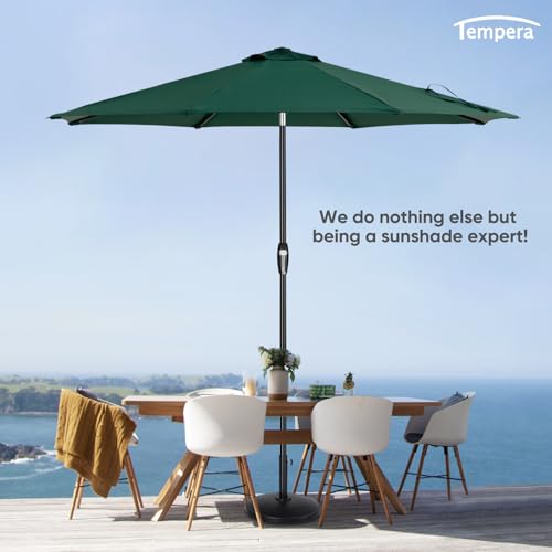 Tempera 10ft Patio Market Outdoor Table Umbrella with Auto Tilt and Crank, Large Sun Umbrella with Sturdy Pole & Fade Resistant Canopy, Easy to Set, Forest Green by Tempera - Used condition - Image 7