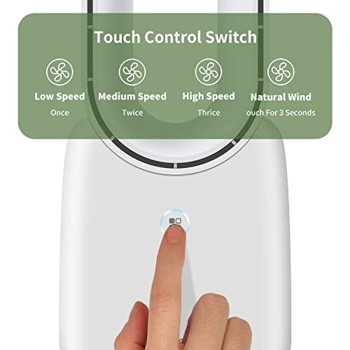 Misby Desk Fan, Portable Bladeless Fan 11.8 Inch Personal Cooling Fan With 4 Speeds, Leafless 5 Colors Led Lights Touch Control Small Quiet Table Fans For Home, Bedroom, Office(White) #TOP1