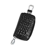 Ruilogod Black Faux Croco Croco Texture Croco Fermeture de Fermeture à glissière Clé à Distance Porte Monnaie Porte Monnaie pour Voiture à la Maison