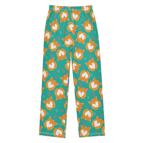 Corgi Dog Sweet Heart Boys Long Pants Soft Trousers Elastic Waist Kids Lounge Bottoms with Pockets S-XL