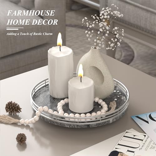 Image of Gray Marble Lazy Susan Turntable for Table Top - 10 inch Round Marble Tray Organizer for Dining Table, Kitchen Countertop & Bar, Luxury Stone Serving Tray with Silver Frame
