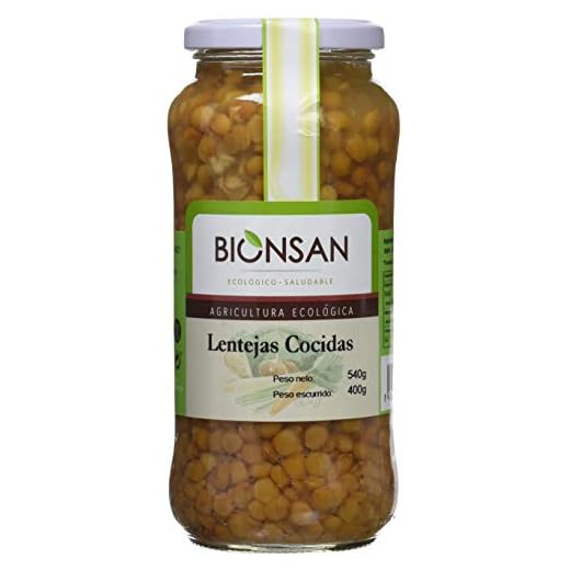 Bionsan Lentejas Cocidas Ecológicas - 4 Botes de 400 gr - Total : 1600 gr