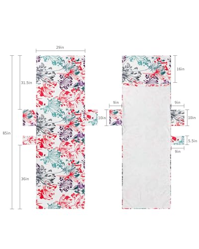 Teal Pink Purple Flowers Beach Lounge Chair Towel Cover, Soft Chaise Lounge Towel with Side Pockets Patio Pool Chairs Cover for Beach/Pool Sunbathing 29x85 Watercolor Spring Floral Botanical