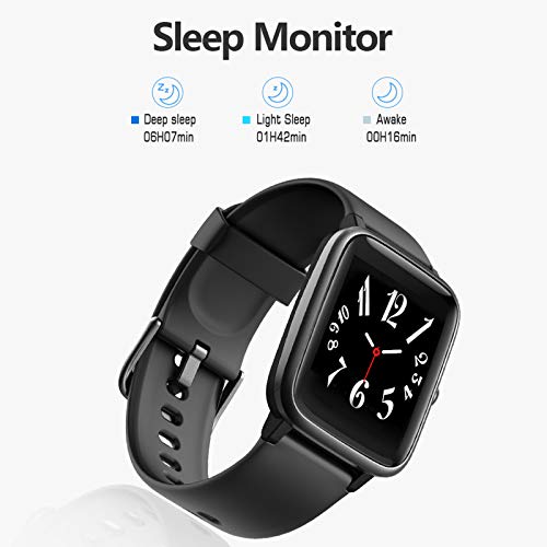 Lintelek Smart Watch with 1.3" LCD Full Touch Screen, Large Screen Fitness Tracker with Heart Rate Monitor, Pedometer, Sleep Tracker, Waterproof Activity Tracker for Men, Women and Gift (Black)