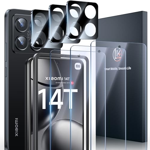 LK 3+3 Schutzfolie für Xiaomi 14T Panzer Schutz Glas 3 SchutzGlas und 3 Kameraschutz 9H Härte Ultra klar Displayfolie BlasenfreieKratzfest und Verschleißfest Folie