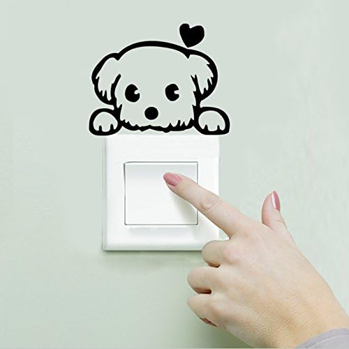 Magic Candle Dog with Love Heart Wall Stickers Room Window Wall Decorating Light Switch Decor Decals Art Mural Baby Nursery Room