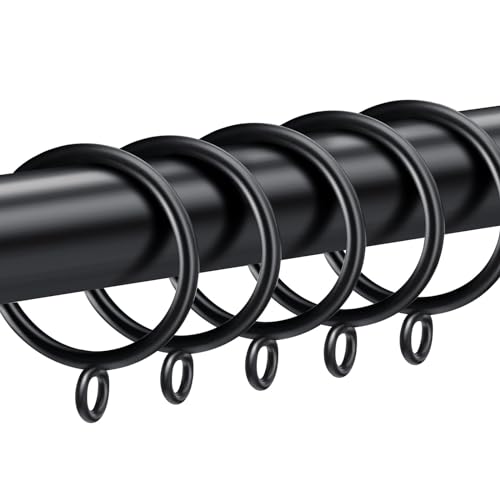 30 PCS Curtain Rings, 1.5 Inch Curtain Rings Metal Drapery Ring for Curtain Rods Black