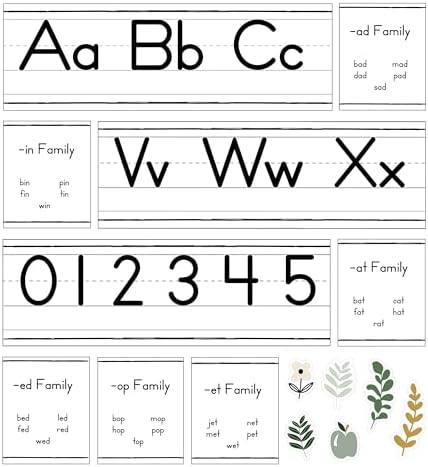 Carson Dellosa 52-teiliges Bauernhaus-Manuskript-Alphabet & Zahlenlinien-Pinnwan