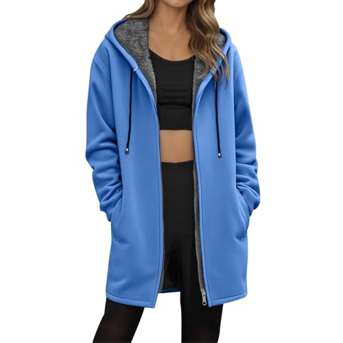 Veste polaire unie mi-longue pour femme manteau de transition zippé