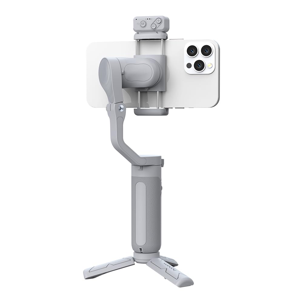 Hohem isteady Xe Kit Estabilizador de cardán para teléfonos Inteligentes de 3 Ejes, con Luces, para teléfonos iPhone Android, para grabación de vídeo en Tiempo Real vlog Youtube, combinación Gris