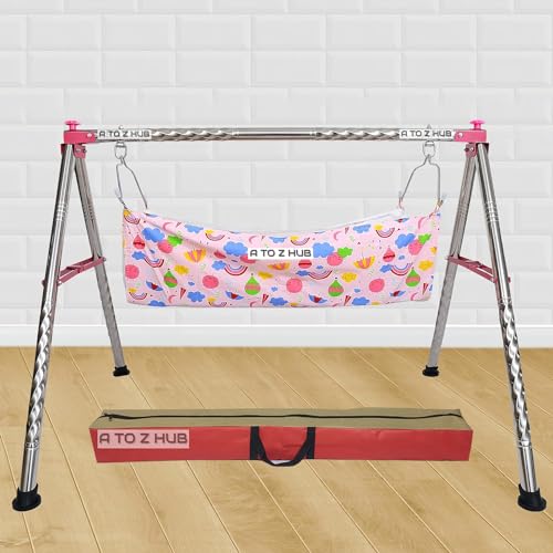 A to Z Hub Portable Folding Ghodiyu with Free Cotton Cloth- Create a Soothing Oasis for Your Precious Little One (Pink)