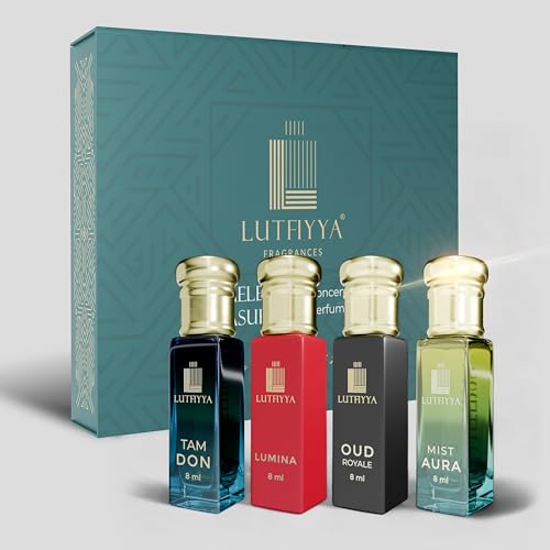 Image of Non-Alcoholic Roll-On Attar Liquid For unisex (8 ML* 4) | Long Lasting | Set of 4 Pieces [ Tam Don | Lumina | Oud Royale | Mist Aura ](TIMELESS TREASURE)