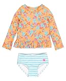 RuffleButts Vibrant Valley Long Sleeve Ruffle Hem Rash Guard 2-Piece - 7