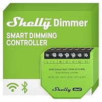Shelly Dimmer Gen3, WLAN Smart Dimmer, Hausautomation, Dimmbare Lichter, LED-Streifen, Kein Neutralleiter Еrforderlich, Smarte Zeitpläne, Kein Hub Еrforderlich, iOS & Android, Alexa & Google