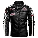 PIIBON Veste pour homme en cuir synthétique style motard - Mode...