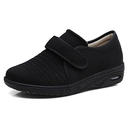VBVARV Chaussures DiabéTiques Personnes âGéEs Large Femme Chaussures Marche Fermeture RéGlable Respirant LéGer Largeur X-Wide AntidéRapant Coussin d'air Baskets EnfléS œDèMe,B,EU42