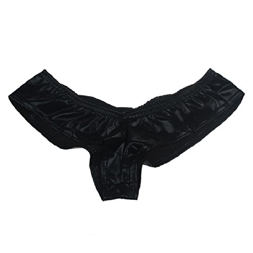 TONSEE Ladies Sexy Lingerie Night Games Glossy Leather Shorts Underwear (Black)