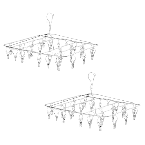 タマトシ ピンチハンガー ステンレス 洗濯ハンガー おしゃれ シンプル タオル掛け 洗濯ばさみ バスタオル ハンガー 洗濯グッズ 折りたたみ 30ピンチ 2個セット