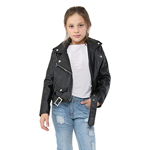 A2Z 4 Kids Enfants Vestes Filles Créateur PU Cuir Veste Mode Zip Up - PU Leather Jacket 774 Black 11-12