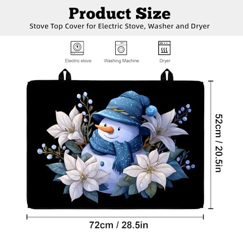 Image of Christmas Multi-Design Stove Cover for Glass /Electric Stoves - 3-in-1 Heat-Resistant Protector Mat, Non-Slip Drying Rack 28 inchx20 inch