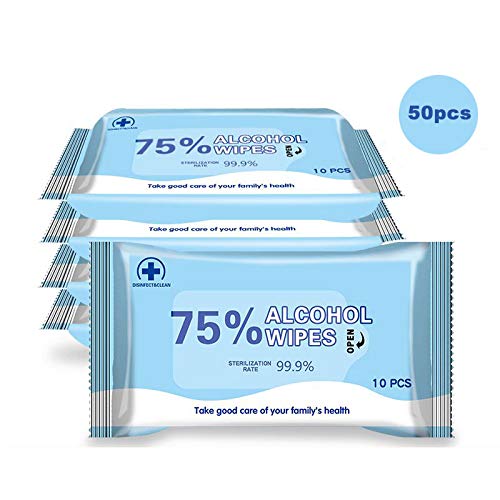 50pcs Disinfectant Alcohol Wipes,75% Alcohol Wet Wipes Pad Portable Disposable Wipes for Hand Skin Clean Cotton Wet Wipes