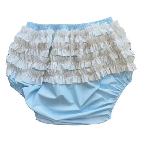 PVC Ruffle Pull-On Plastic Pants/Adult Incontinence Pull-On Plastic Pants, Vinyl Waterproof Incontinence Pants/Wide Stretch Waterproof Diapers/Reusable Waterproof Pants (XXL)