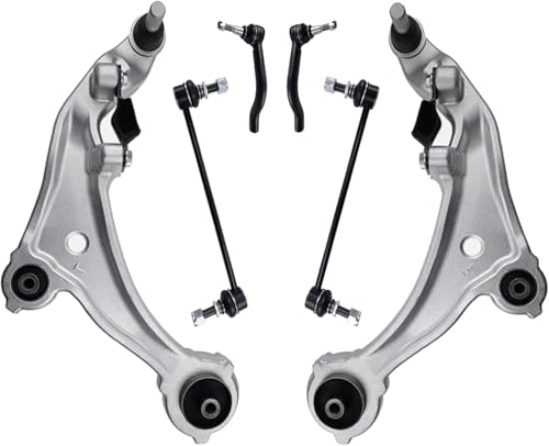6Pcs Front Suspension Kit for 2009-2014 Nissan Murano – Lower Control Arms with Ball Joints, Tie Rod Ends & Sway Bar Links – Replaces K622157 K622158 K750094 K750095 ES800511 ES800512