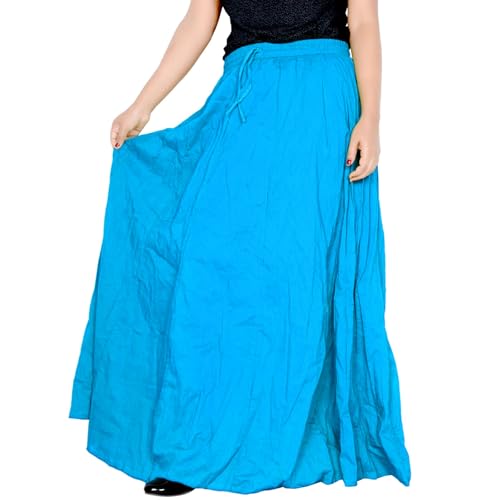Image of Sttoffa Women Solid Color Maxi Plain Cotton Full Length White Skirt 40 inch Long Cotton Long Skirt