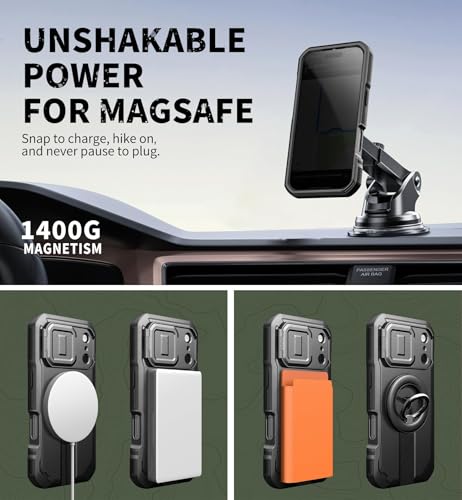 Image of Dexnor for iPhone 17 Pro Case with Privacy Screen Protector, [2 Front Frame & Built-in Flip Camera Cover & Kickstand], Compatible Wireless Charging, Heavy-Duty Rugged Shockproof Case, 6.3 inch Black