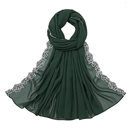 Chiffon Scarf Shawls Wraps Hijab Scarfs for Women - Premium Quality Chiffon Hijab with Lace Edge MSL4