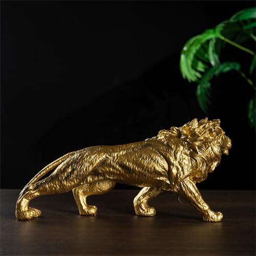 Figurine lion en résine d'art avec base épaisse, statue chic de qualité premium - 6