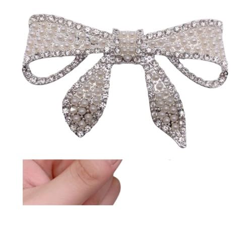 Pinzas para el cabello con moño plateado, perlas y strass brillantes para mujeres y niñas miniatura 6