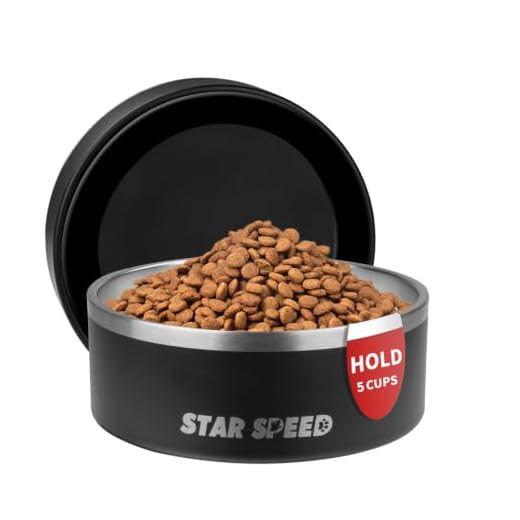 StarSpeed 42oz Stainless Steel Dog Bowls with Rubber Bottom Non-Slip Double Wall Metal Outdoor Dog Food and Water Bowls Weighted Insulated Pet Feeding Bowl for Small,Medium Sized Dogs or Cats