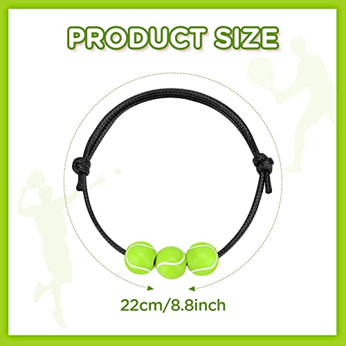 20 Pcs Tennis Charm Bracelets Tennis Party Favors Tennis Ball Beads Adjustable Wristbands Sport Ball Bracelet For Girl Women Teens Sport Birthday Party Holiday Gifts Tennis Ball Favors Team Player #TOP3