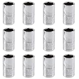 Kyuionty 12 Pcs 1/4 Inch Drive 6 Point Socket, Metric Shallow Socket, 10mm