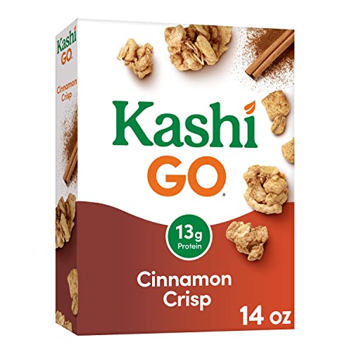Kashi GO Breakfast Cereal, Vegan Protein, Fiber Cereal, Cinnamon Crisp, 14oz Box (1 Box)