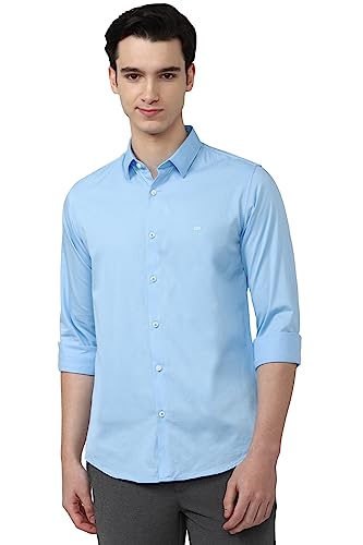 Image of Peter England Men's Slim Fit Full Sleeve Casual Shirt in Twill Weave Cotton