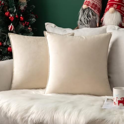 MIULEE 2er Set Samt Kissenbezug Weihnachten Flansch Kissenhülle...