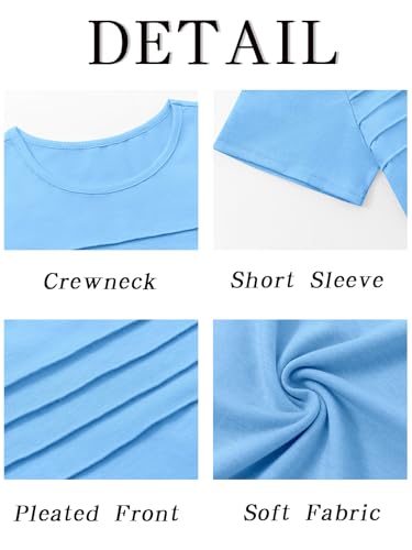 Image of Imily Bela Girls Pleated Short Sleeve T Shirts Kids Summer Crewneck Shirts Casual Tops Tees 5-14 Years