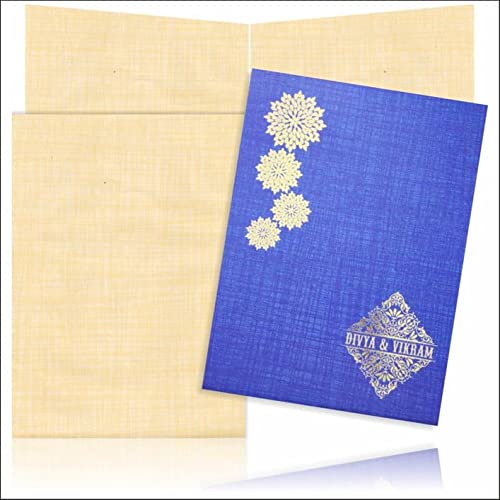 King Of Cards Flower Design Blue Card 26.50 x 19.00 Cm (Set of 100) "Cover and insert paper material"
